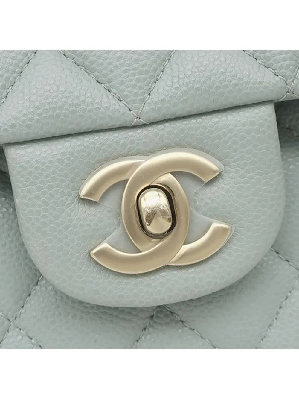 Chanel Shoulder Bag Quilted 25 Double Flap Caviar Leather Green Gold Chain
